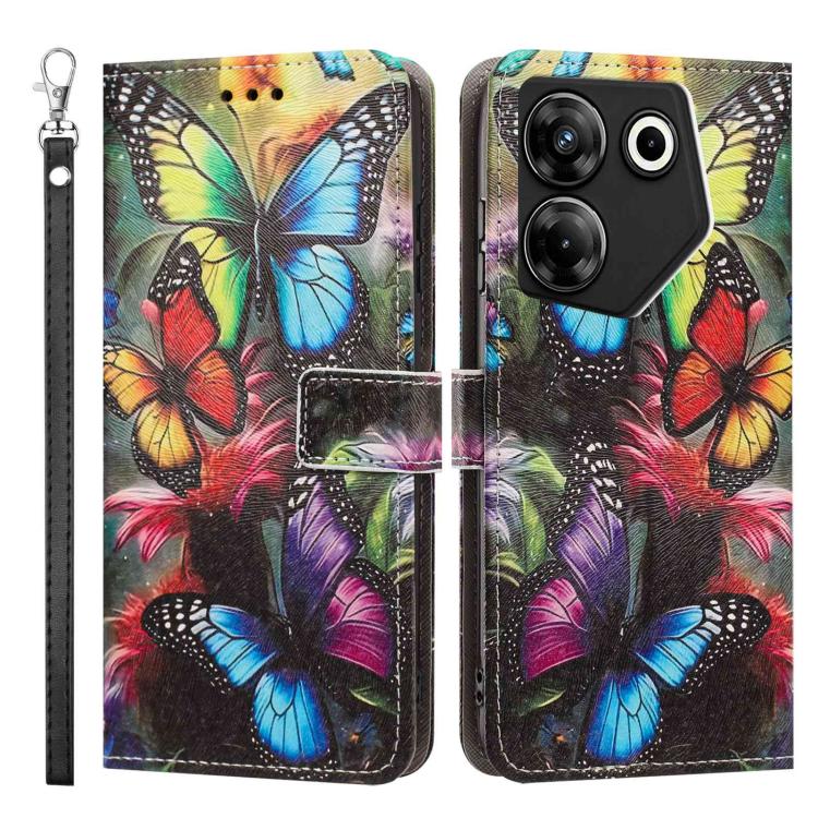 For Tecno Camon 20 Pro 5G Painted Pattern Vegan Leather Phone Case with Strap