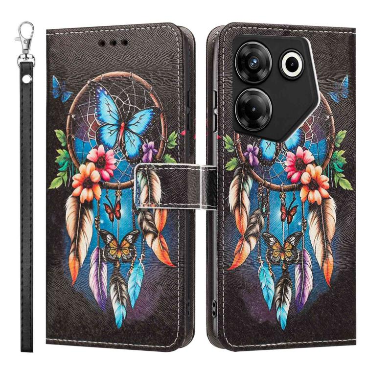 For Tecno Camon 20 Pro 5G Painted Pattern Vegan Leather Phone Case with Strap