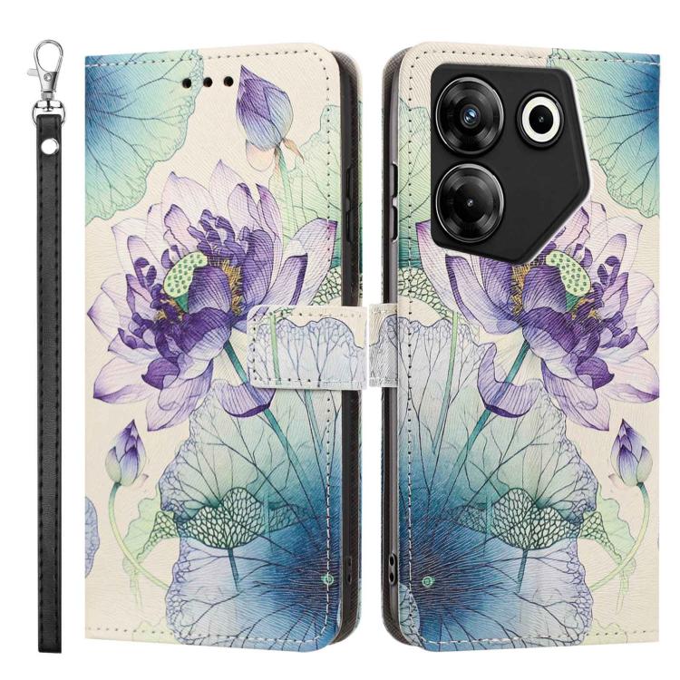 For Tecno Camon 20 Pro 5G Painted Pattern Vegan Leather Phone Case with Strap