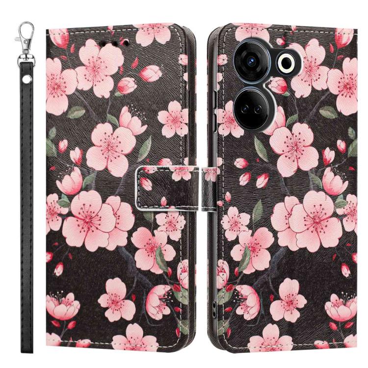 For Tecno Camon 20/20 Pro Painted Pattern Vegan Leather Phone Case with Strap