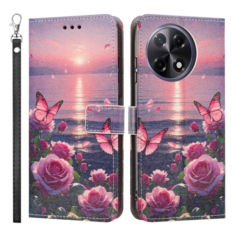 For Tecno Camon 30S/30S Pro Painted Pattern Vegan Leather Phone Case with Strap