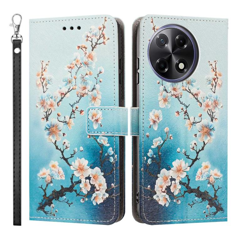 For Tecno Camon 30S/30S Pro Painted Pattern Vegan Leather Phone Case with Strap