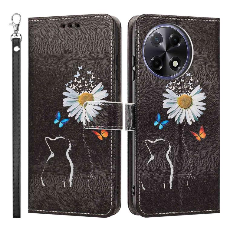 For Tecno Camon 30S/30S Pro Painted Pattern Vegan Leather Phone Case with Strap
