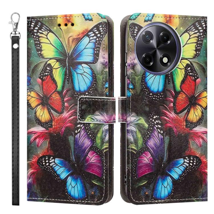 For Tecno Camon 30S/30S Pro Painted Pattern Vegan Leather Phone Case with Strap