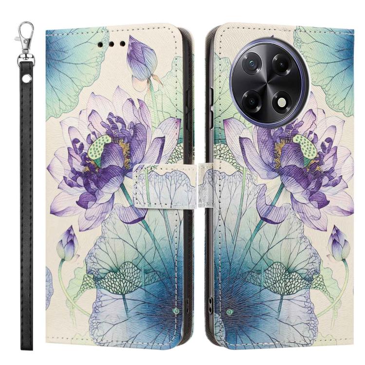 For Tecno Camon 30S/30S Pro Painted Pattern Vegan Leather Phone Case with Strap