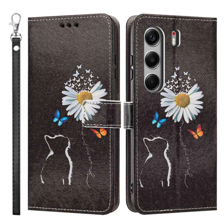 For Tecno Camon 40 Painted Pattern Vegan Leather Phone Case with Strap