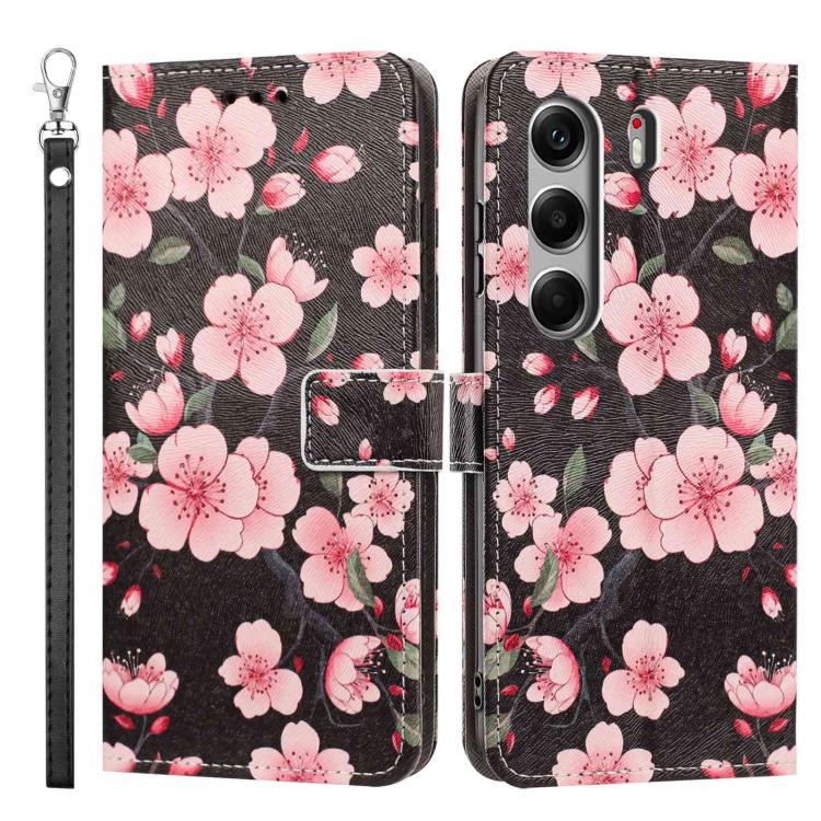 For Tecno Camon 40 Painted Pattern Vegan Leather Phone Case with Strap