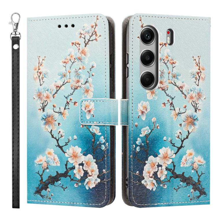 For Tecno Camon 40 Pro 5G Global Painted Pattern Vegan Leather Phone Case with Strap