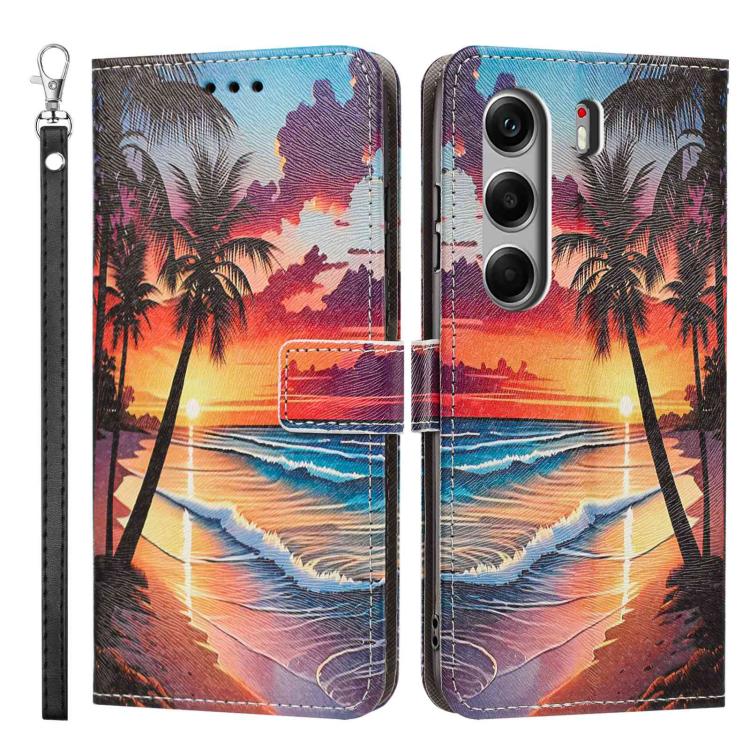 For Tecno Camon 40 Pro 5G Global Painted Pattern Vegan Leather Phone Case with Strap