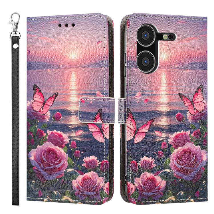For Tecno Pova 5 4G Painted Pattern Vegan Leather Phone Case with Strap