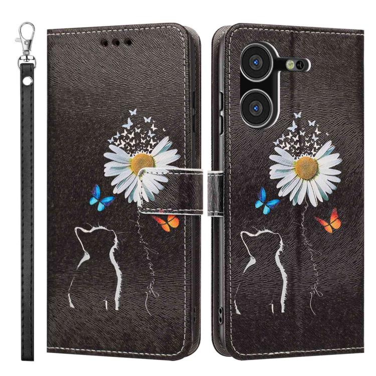 For Tecno Pova 5 4G Painted Pattern Vegan Leather Phone Case with Strap