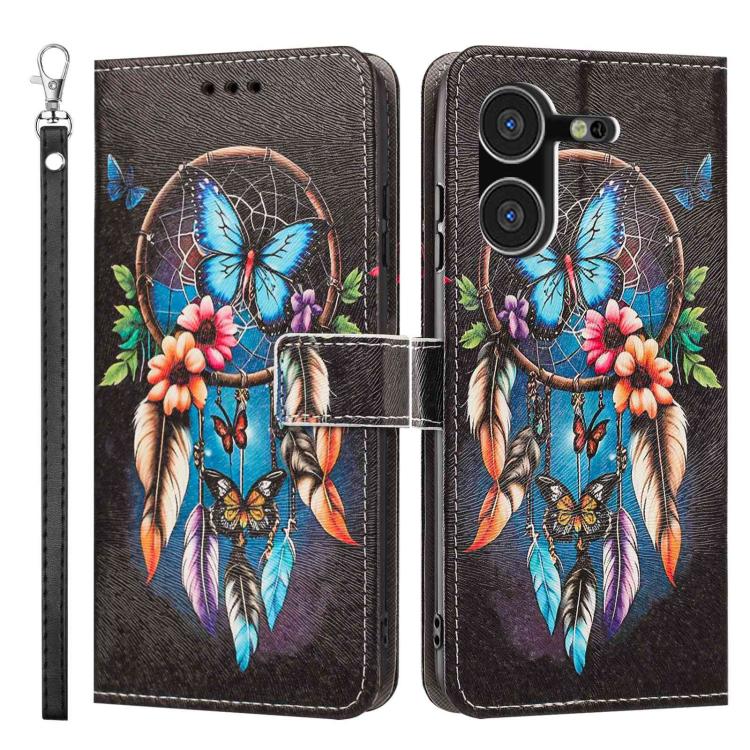 For Tecno Pova 5 4G Painted Pattern Vegan Leather Phone Case with Strap