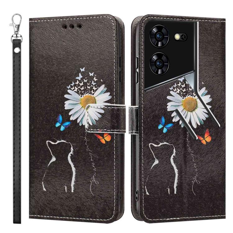 For Tecno Pova 5 Pro Painted Pattern Vegan Leather Phone Case with Strap