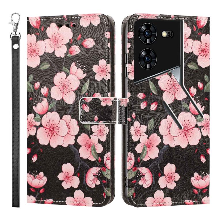 For Tecno Pova 5 Pro Painted Pattern Vegan Leather Phone Case with Strap
