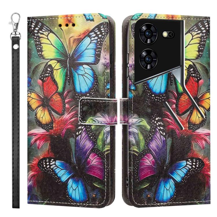For Tecno Pova 5 Pro Painted Pattern Vegan Leather Phone Case with Strap