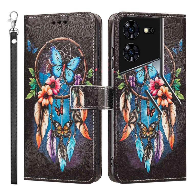 For Tecno Pova 5 Pro Painted Pattern Vegan Leather Phone Case with Strap