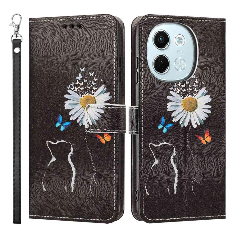 For Tecno Pova 6 Neo 5G/Spark 30 5G Painted Pattern Vegan Leather Phone Case with Strap