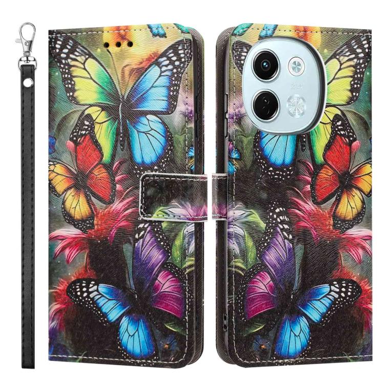 For Tecno Pova 6 Neo 5G/Spark 30 5G Painted Pattern Vegan Leather Phone Case with Strap