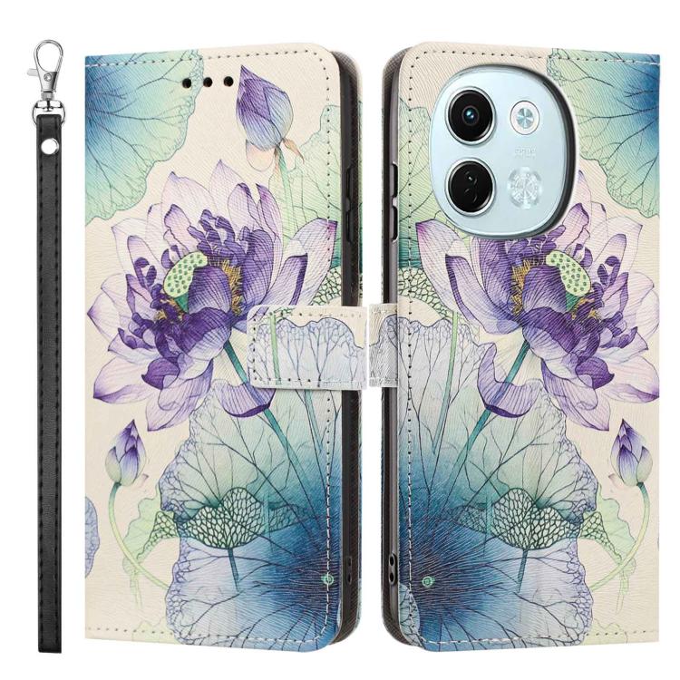 For Tecno Pova 6 Neo 5G/Spark 30 5G Painted Pattern Vegan Leather Phone Case with Strap