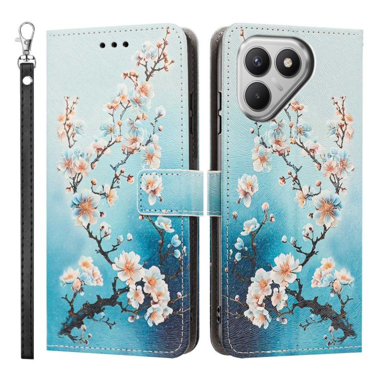 For Tecno Pova 7 4G Painted Pattern Vegan Leather Phone Case with Strap