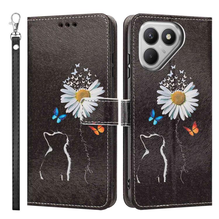 For Tecno Pova 7 4G Painted Pattern Vegan Leather Phone Case with Strap