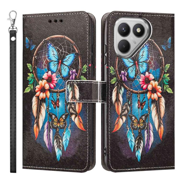 For Tecno Pova 7 4G Painted Pattern Vegan Leather Phone Case with Strap