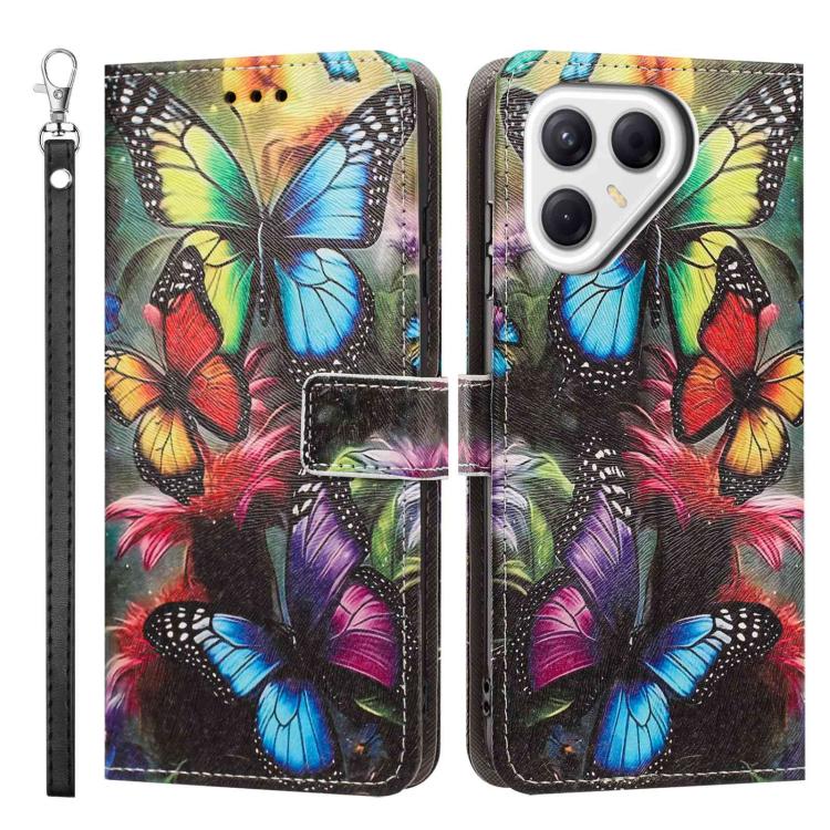For Tecno Pova 7 5G Painted Pattern Vegan Leather Phone Case with Strap