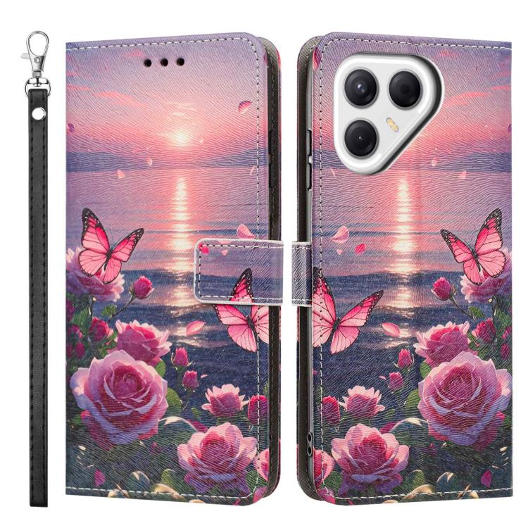 For Tecno Pova 7 Pro 5G Painted Pattern Vegan Leather Phone Case with Strap