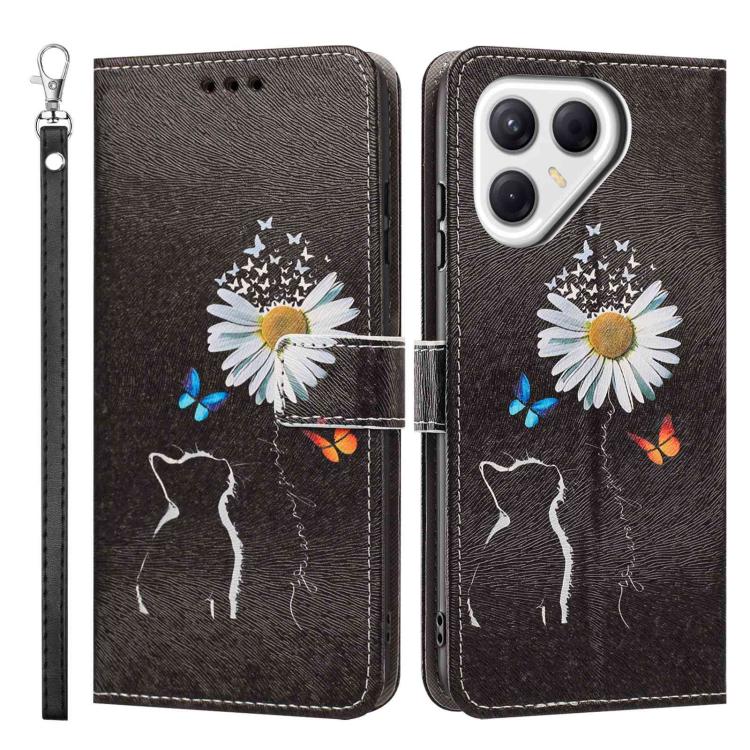 For Tecno Pova 7 Pro 5G Painted Pattern Vegan Leather Phone Case with Strap