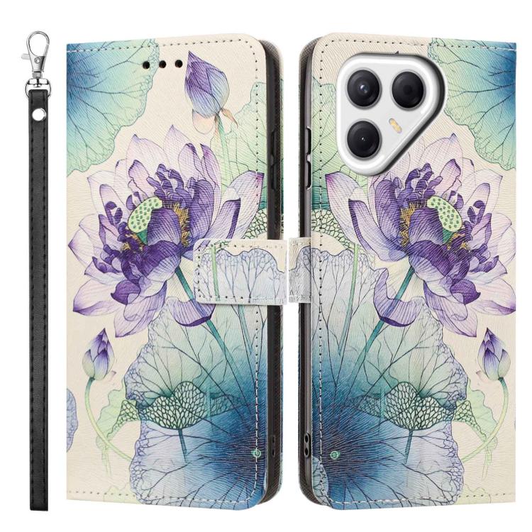 For Tecno Pova 7 Pro 5G Painted Pattern Vegan Leather Phone Case with Strap