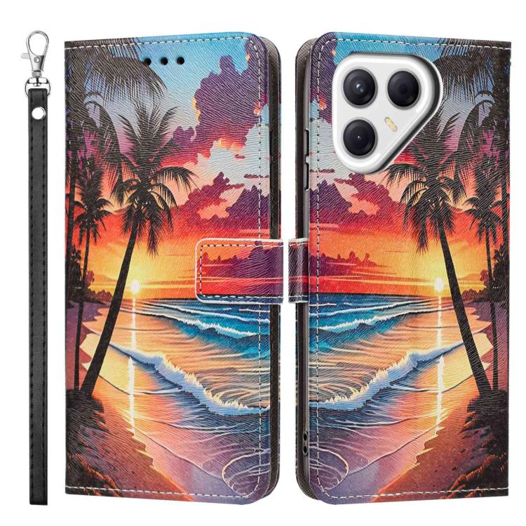 For Tecno Pova 7 Ultra 5G Painted Pattern Vegan Leather Phone Case with Strap