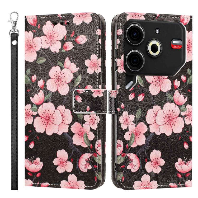 For Tecno Pova 6 Neo Painted Pattern Vegan Leather Phone Case with Strap