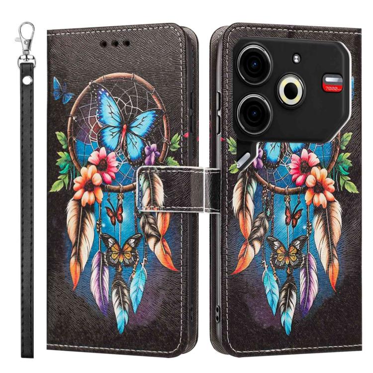 For Tecno Pova 6 Neo Painted Pattern Vegan Leather Phone Case with Strap