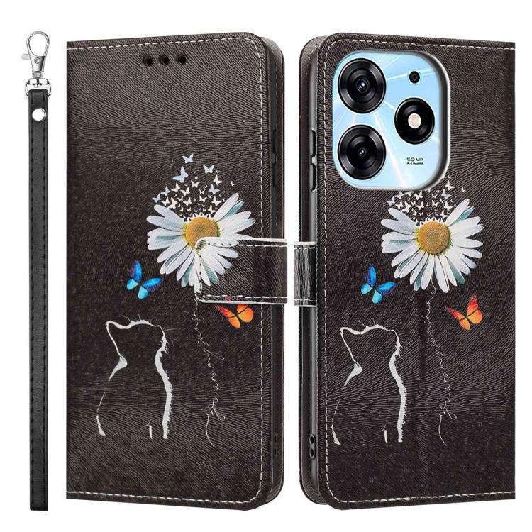 For Tecno Spark 10 Pro/K17 4G Painted Pattern Vegan Leather Phone Case with Strap