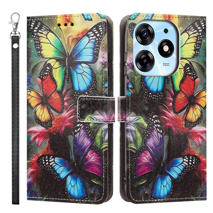 For Tecno Spark 10 Pro/K17 4G Painted Pattern Vegan Leather Phone Case with Strap
