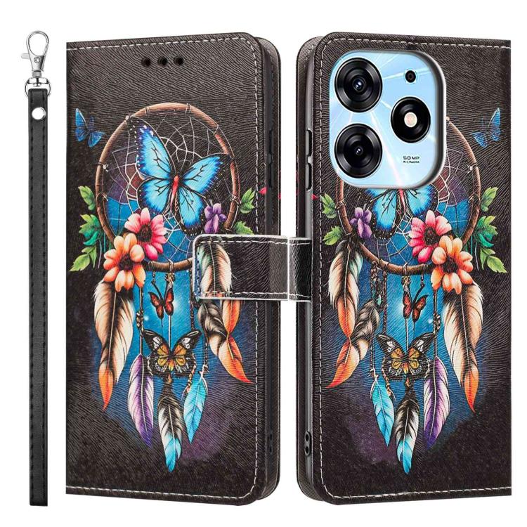 For Tecno Spark 10 Pro/K17 4G Painted Pattern Vegan Leather Phone Case with Strap