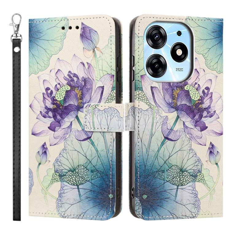 For Tecno Spark 10 Pro/K17 4G Painted Pattern Vegan Leather Phone Case with Strap