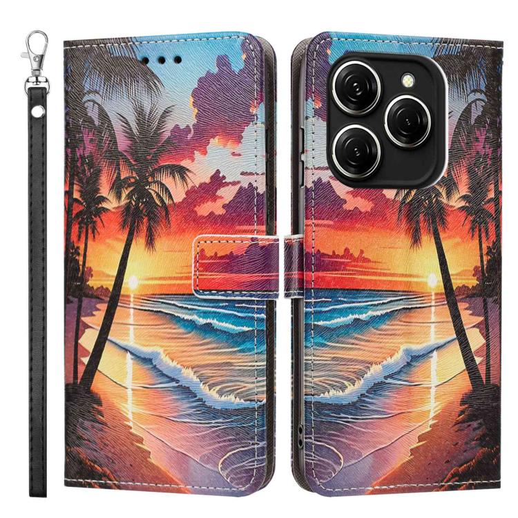 For Tecno Spark 20 Pro 5G Painted Pattern Vegan Leather Phone Case with Strap