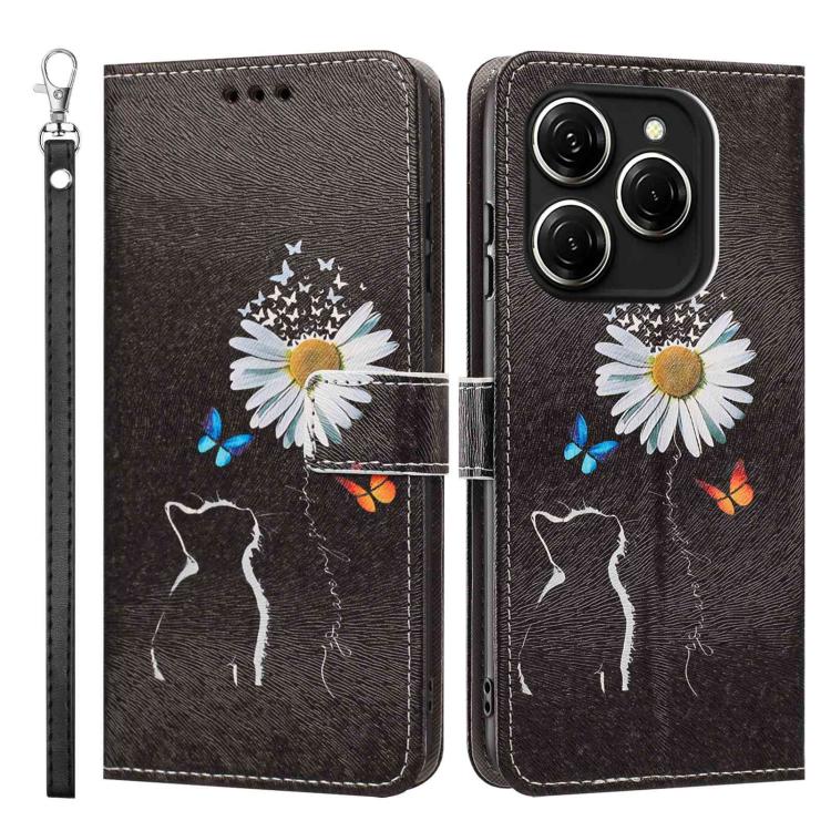 For Tecno Spark 20 Pro 5G Painted Pattern Vegan Leather Phone Case with Strap