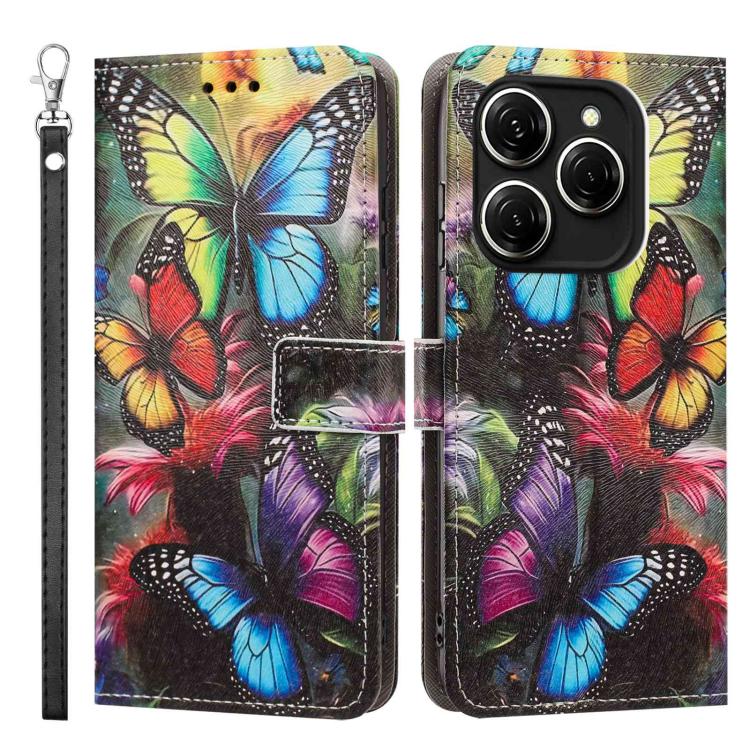 For Tecno Spark 20 Pro 5G Painted Pattern Vegan Leather Phone Case with Strap