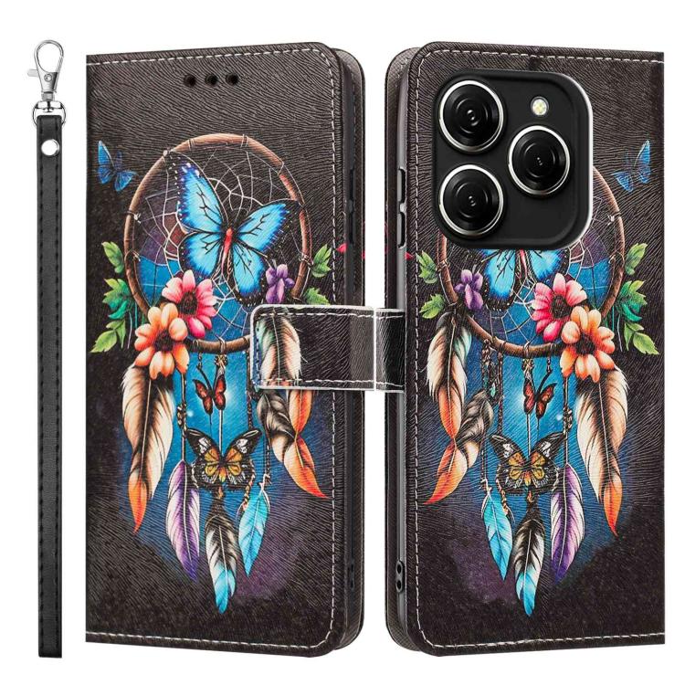 For Tecno Spark 20 Pro 5G Painted Pattern Vegan Leather Phone Case with Strap