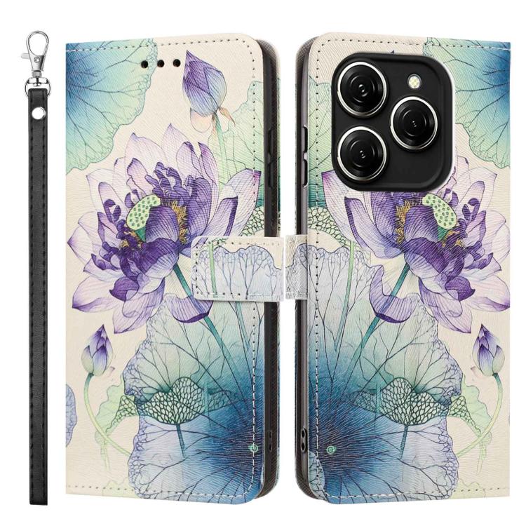 For Tecno Spark 20 Pro 5G Painted Pattern Vegan Leather Phone Case with Strap