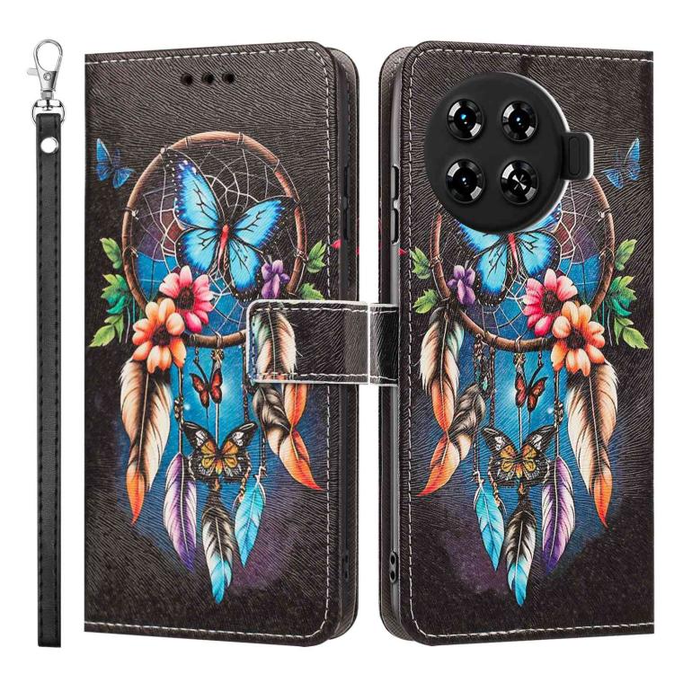 For Tecno Spark 20 Pro+ Painted Pattern Vegan Leather Phone Case with Strap
