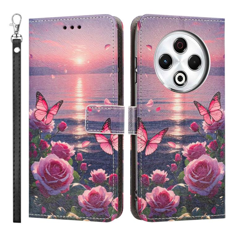 For Tecno Spark 30 Painted Pattern Vegan Leather Phone Case with Strap