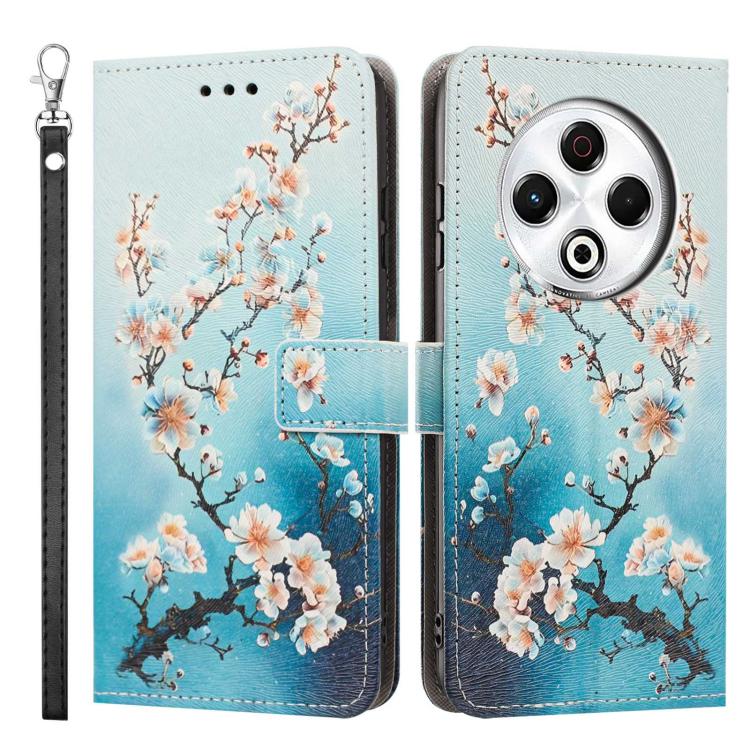 For Tecno Spark 30 Painted Pattern Vegan Leather Phone Case with Strap