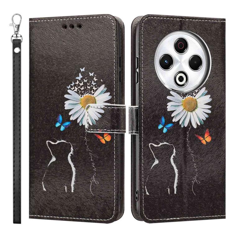 For Tecno Spark 30 Painted Pattern Vegan Leather Phone Case with Strap