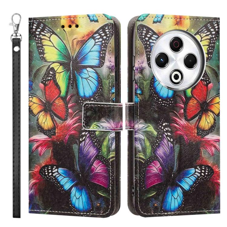 For Tecno Spark 30 Painted Pattern Vegan Leather Phone Case with Strap