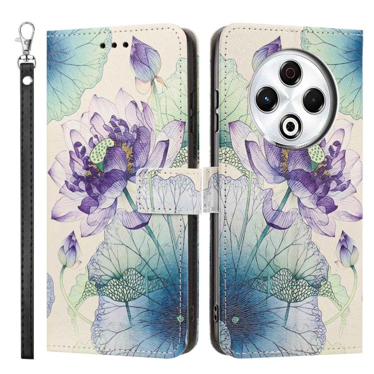 For Tecno Spark 30 Painted Pattern Vegan Leather Phone Case with Strap