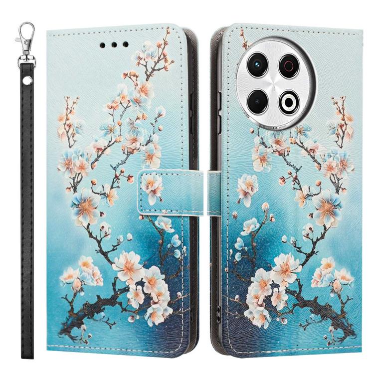 For Tecno Spark 30 Pro Painted Pattern Vegan Leather Phone Case with Strap
