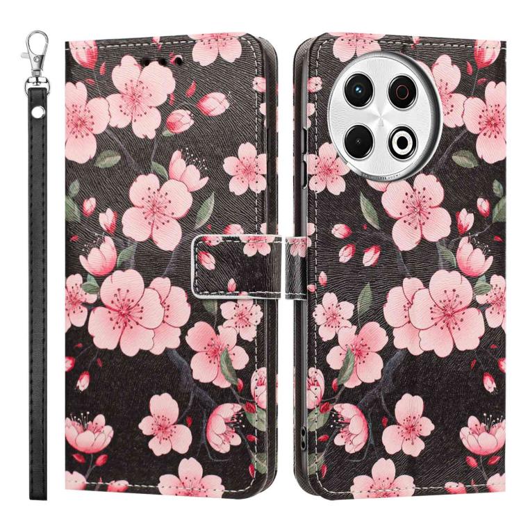 For Tecno Spark 30 Pro Painted Pattern Vegan Leather Phone Case with Strap
